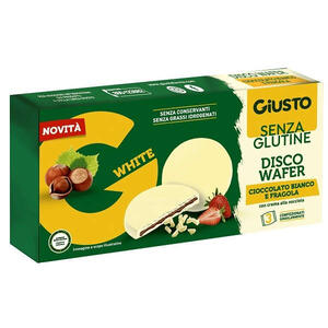 Giusto - Senza glutine disco wafer cioccolato bianco e fragola 3 x 24 g