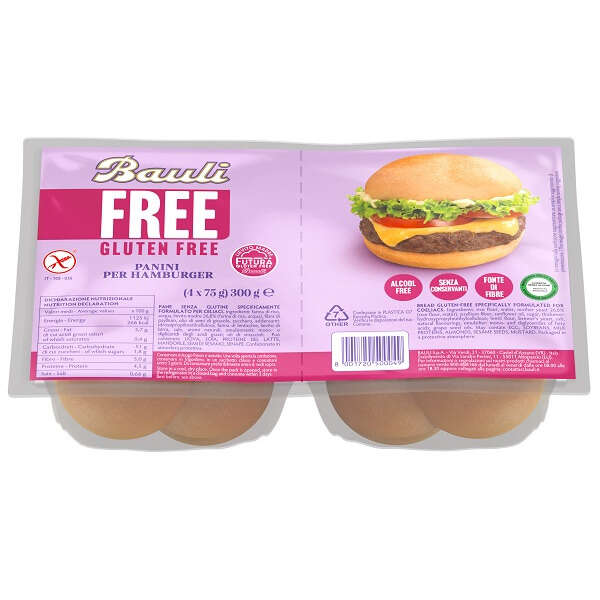 Bauli - Free panini hamburger 4 pezzi da 75 g