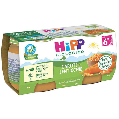 Hipp - Bio omogeneizzato carote/lenticchie 2x80 g