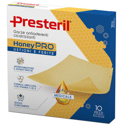 Presteril - Garza antiaderente cicatrizzante  honeypro 10x10 cm 10 pezzi