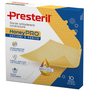 Presteril - Garza antiaderente cicatrizzante  honeypro 10x10 cm 10 pezzi