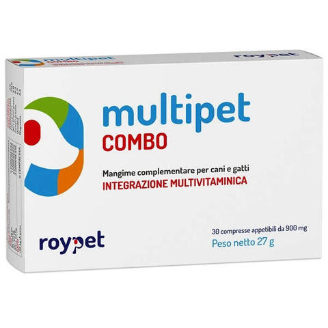 Roydermal - Multipet combo integrazione multivitaminica cani e gatti 30 compresse appetibili da 900 mg