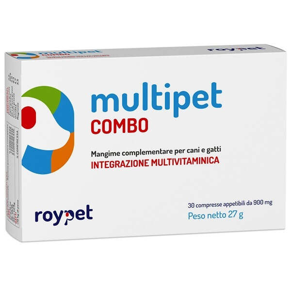 Roydermal - Multipet combo integrazione multivitaminica cani e gatti 30 compresse appetibili da 900 mg