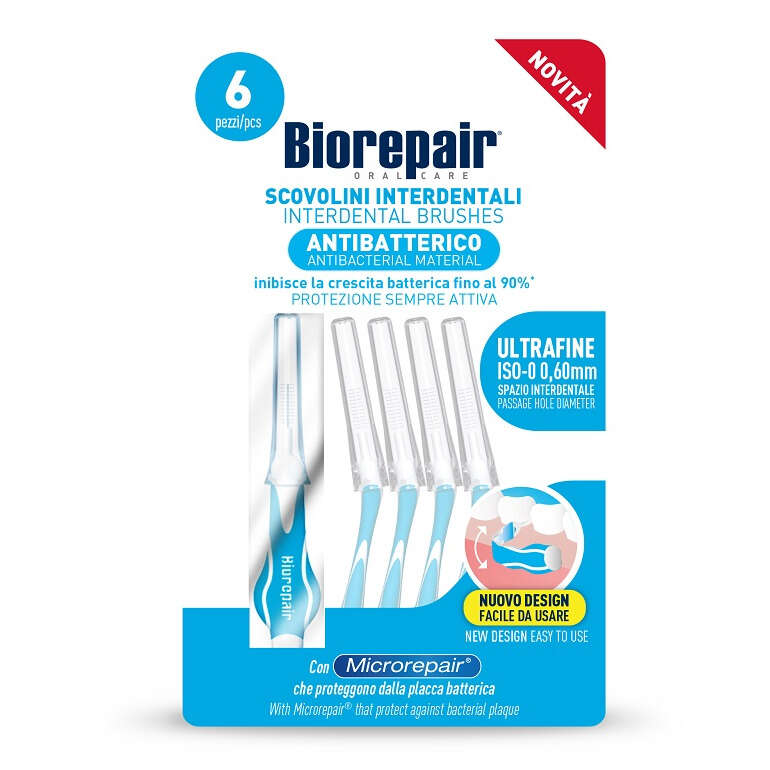 Biorpair scovolino ultrafine - Biorepair scovolino interdentale antibatterico ultrafine con microrepair 6 pezzi