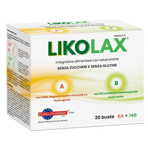 Likolax - 6 bustine a 5 g gusto agrumi + 14 bustine b 3 g gusto neutro senza glutine