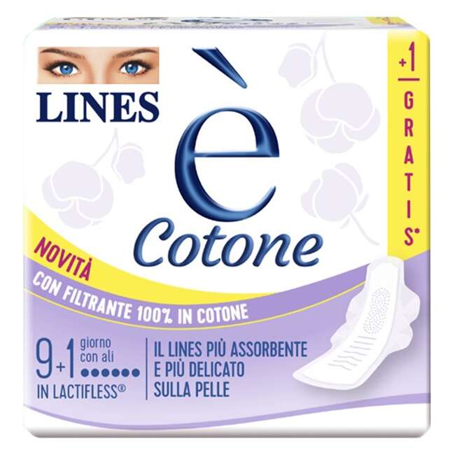 Fater - LINES E' COTONE ALI ASSORBENTE ESTERNO 9 + 1 PEZZI