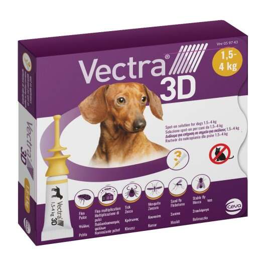 LATINA VETE - VECTRA 3D*SPOTON 3PIPette 1,5-4KG Tappo Giallo
