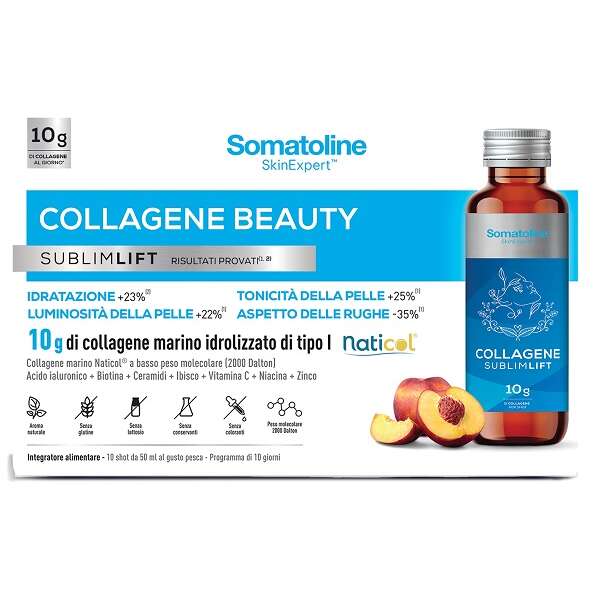 Somatoline - Collagene beauty sublimlift 10 shot 50 ml gusto pesca senza glutine senza lattosio con edulcoranti