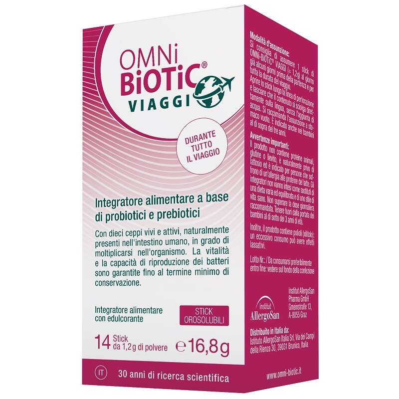 Omni biotic viaggi - 14 stick orosolubili con edulcorante senza glutine e lattosio