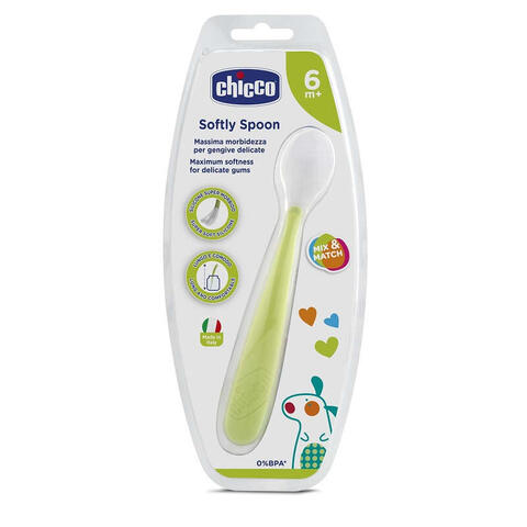 Chicco - Cucchiaio morbido silicone 6m+ verde up