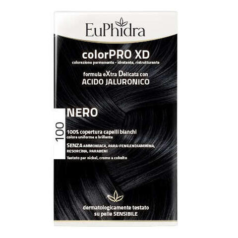 Euphidra - Colorpro xd 100 nero gel colorante capelli in flacone + attivante + balsamo + guanti
