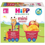 Hipp - Bio mini dessert mela pesca 4 vasetti x 100 g senza zuccheri aggiunti e senza glutine