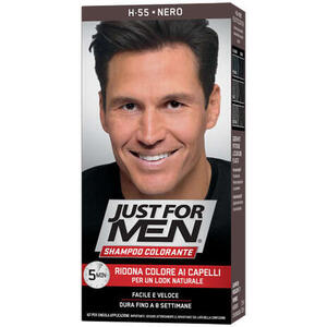 Just for men - Shampoo colorante h55 nero attivatore chiaro 38,5 ml + base colore 27,5 ml