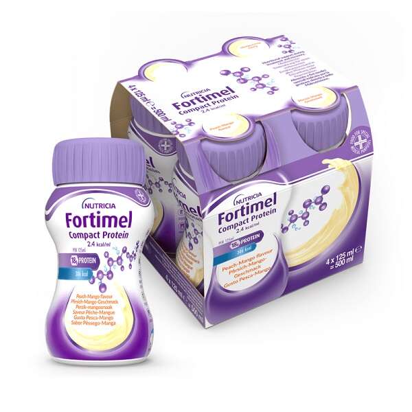 Compact protein - Nutricia fortimel  gusto pesca e mango 4 bottiglie da 125 ml