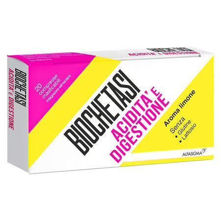 Biochetasi - Acidita' 20 compresse masticabili aroma limone senza glutine senza lattosio