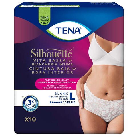 Tena - Pannolone a mutandina assorbente  silhouette plus white large 10 pezzi
