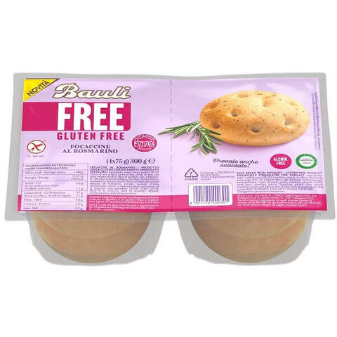 Bauli - Free focaccine rosmarino 4 pezzi da 75 g