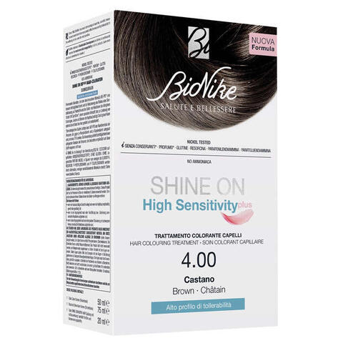 Bionike - Shine on high sensitivity plus castano 4,00 rivelatore in crema 75 ml + crema colorante 50 ml
