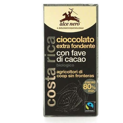 Alce nero fairtrade - Tavoletta cioccolato extrafondente bio con fave di cacao bio fairtrade 100 g