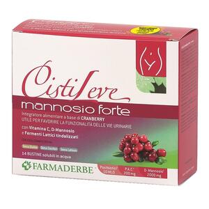 Farmaderbe - Cistileve mannosio forte 14 bustine da 3 g aroma naturale frutti rossi con edulcorante stevia senza zuccheri senza glutine senza lattosio