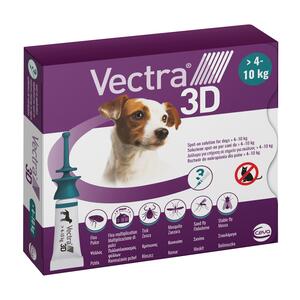 CEVA - VECTRA 3D*spot-on soluz 3 pipette 1,6 ml 87 mg + 7,7 mg + 635 mg cani da 4 a 10 Kg, tappo verde