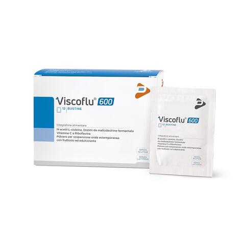 Viscoflu 600 - 12 bustine da 3 g con fruttosio ed edulcorante senza glutine senza lattosio