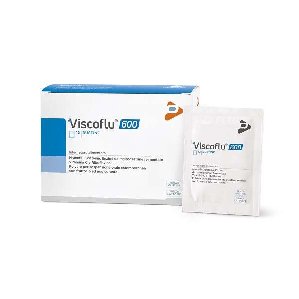 Viscoflu 600 - 12 bustine da 3 g con fruttosio ed edulcorante senza glutine senza lattosio