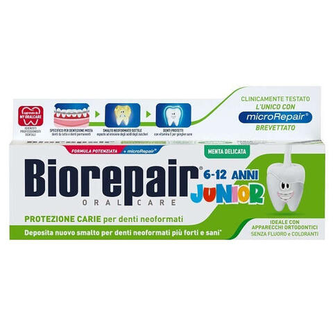 Biorepair - Oral care junior 6-12 anni dentifricio protezione anti carie smalto neoformato alla menta delicata 75 ml