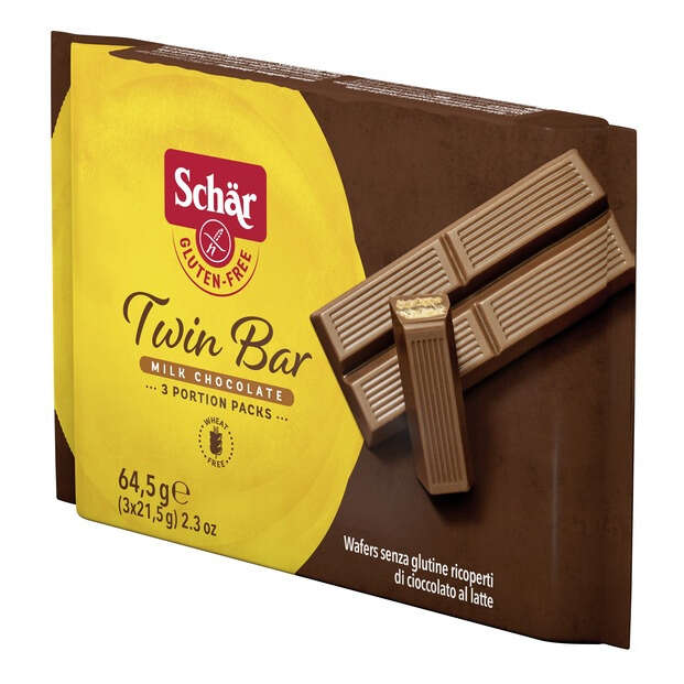 Schar - Twin bar wafers ricoperti di cioccolato al latte 3 pezzi da 21,5 g