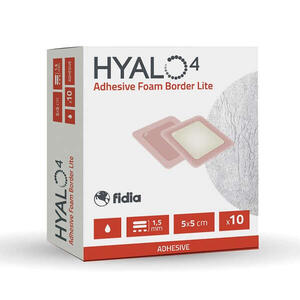 Fidia - Medicazione in pu hyalo4 adhesive foam border lite 10x10 cm 10 pezzi