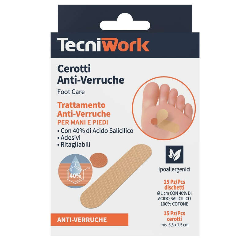 Tecniwork - Cerotto anti verruche piedi 15 + 15 pezzi