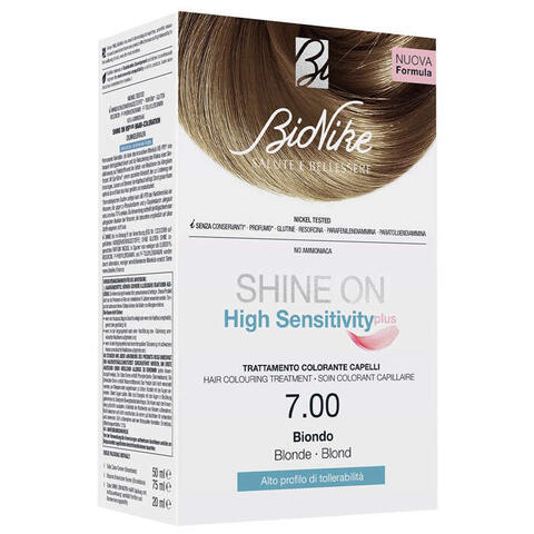 Bionike - Shine on high sensitivity plus biondo 7,00 rivelatore in crema 75 ml + crema colorante 50 ml