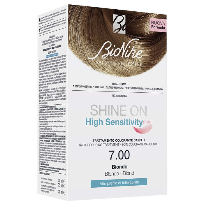 Bionike - Shine on high sensitivity plus biondo 7,00 rivelatore in crema 75 ml + crema colorante 50 ml