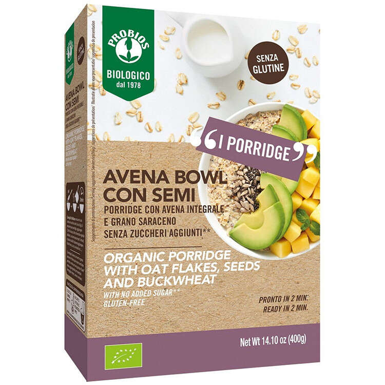 Probios - Bio avena bowl semi piu' porridge con avena integrale e grano saraceno 400 g