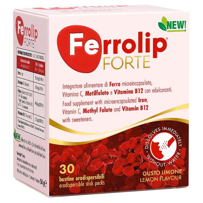 Ferrolip forte - Stevia & xylitolo 30 bustine con edulcoranti