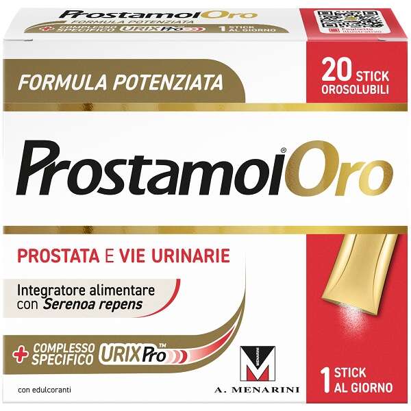 Prostamol - Oro 20 stick orosolubili da 1,6 g gusto frutti rossi con edulcoranti senza zuccheri senza glutine naturalmente privo di lattosio