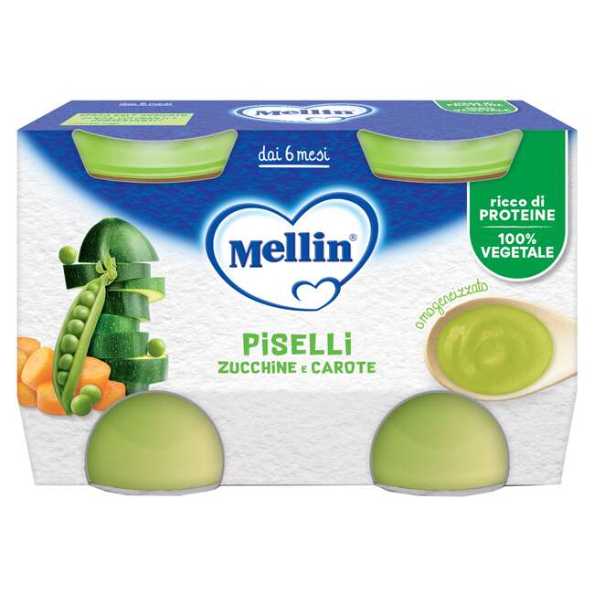 Mellin - Omogeneizzato piselli e carote 2 pezzi da 130 g