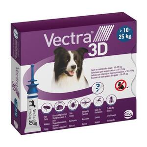 Ceva - VECTRA 3D*spot-on soluz 3 pipette 3,6 ml 196 mg + 17,4 mg +1.429 mg cani da 10 a 25 Kg, tappo applicatore blu