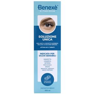 Benexe' - Soluzione unica  pulizia lenti a contatto 500 ml + portalenti omaggio