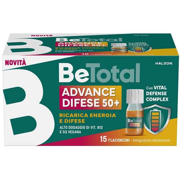 Be-total - Betotal advance difese 50+ 15 flaconcini da 7 ml aroma naturale arancia con edulcoranti senza zuccheri senza glutine naturalmente privo di lattosio