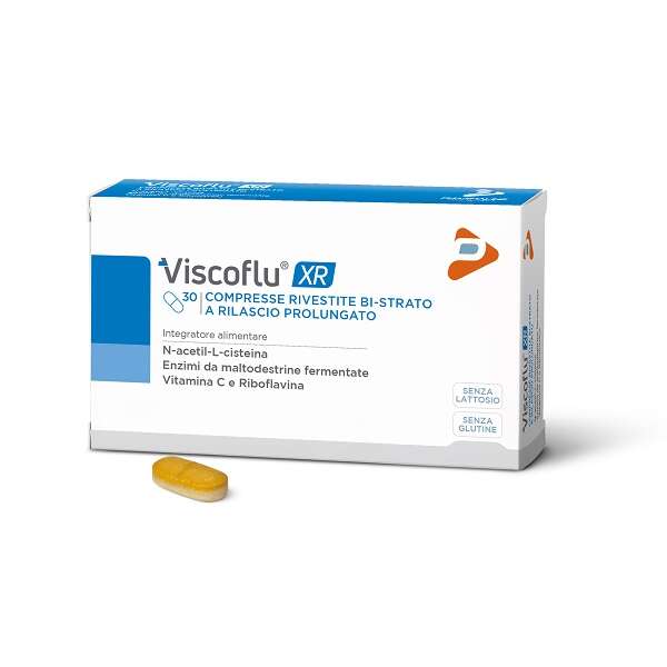 Viscoflu xr - 30 compresse rivestite bi-strato a rilascio prolungato da 1,2 g senza glutine senza lattosio