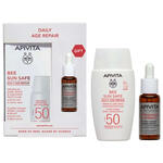 Apivitadaily age repair fluid & c15 propolis - Apivita pro bee sun safe daily age repair spf50 50 ml + c15 propolis correct serum 10 ml