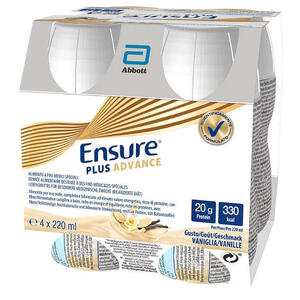 Ensure - Plus advance vaniglia 4 bottiglie da 220 ml