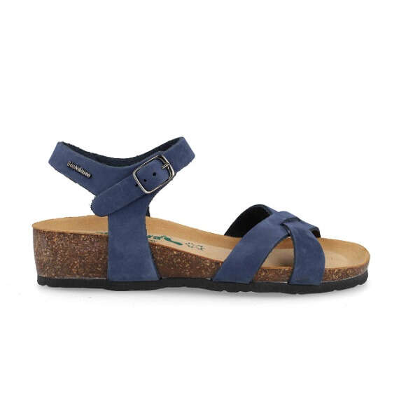 Bionatura - 12 fregene imbottito in pelle scamosciata nabuk blu china sandalo donna 39