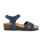 Bionatura - 12 fregene imbottito in pelle scamosciata nabuk blu china sandalo donna 39