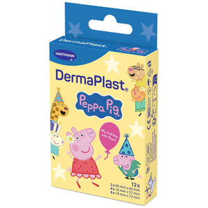 Dermaplast - Cerotto piccole ferite  peppa pig 2 pezzi da 40x60 mm + 4 pezzi da 16x57 mm + 6 pezzi da 19x72 mm