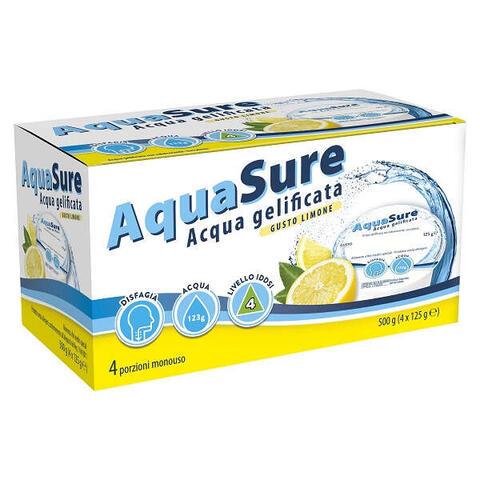 Aquasure - Acqua gelificata limone edulcorata multipack 4 pezzi da 125 g