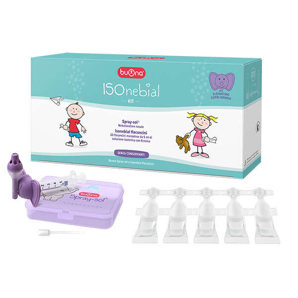 Buona - Isonebial kit pulizia cavita' nasali 20 flaconcini monodose 5 ml + siringa luer lock soft-jeck + ago cannula + nebulizzatore spray