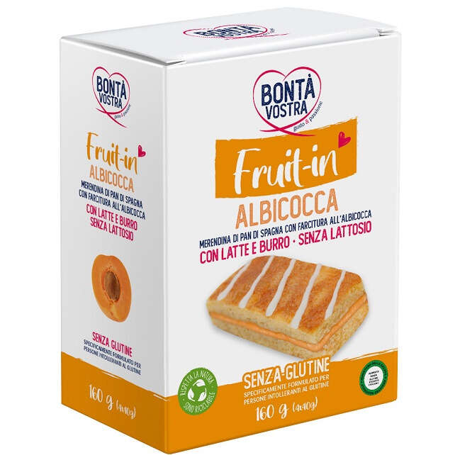 BontÀvostra - Bonta' vostra fruit in merendina di pan di spagna con farcitura all'albicocca 4 pezzi x 40 g