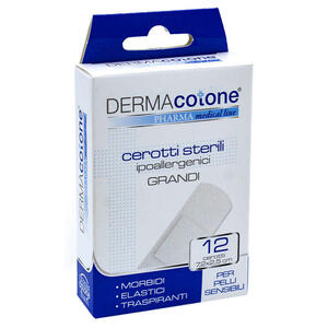 Cerotti sterili - Cerotto sterile ipoallergenico dermacotone grande 7,2x2,5 cm 12 pezzi